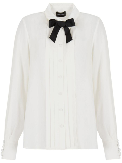 Shop Emporio Armani Ea7  Bow Tie Shirt In White