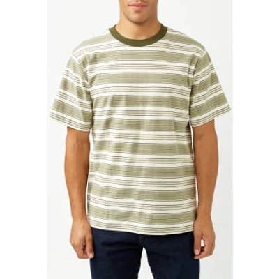 Shop Rhythm Olive Vintage Stripe T-shirt In Green