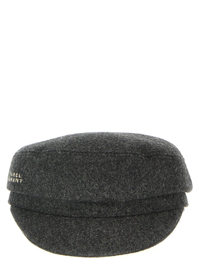 Shop Isabel Marant Evie Logo Embroidered Hat In Grey