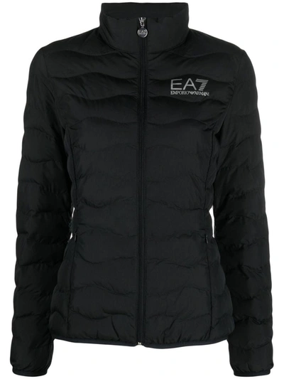 Shop Ea7 Emporio Armani Logo Down Jacket In Black