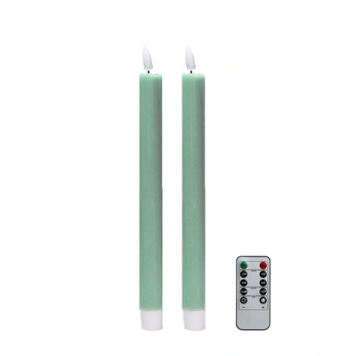 Shop Addison Ross Sage Green Wax  Led Candles - Set Of 2