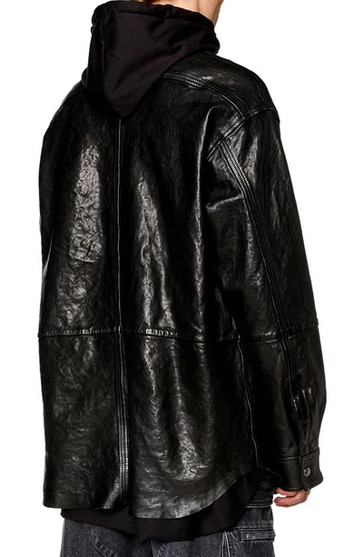 Shop Diesel L-sphinx Double Hood Leather Jacket In Black
