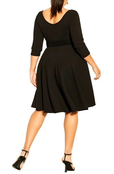 Shop City Chic Belted Fit & Flare Dress In Black