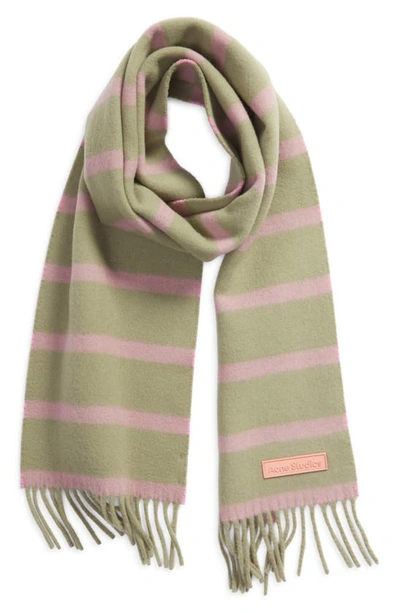 Shop Acne Studios Vesta Skinny Stripe Wool Scarf In Green/ Pink