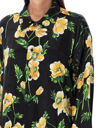 Shop Balenciaga Shirt Floral In Black Yellow