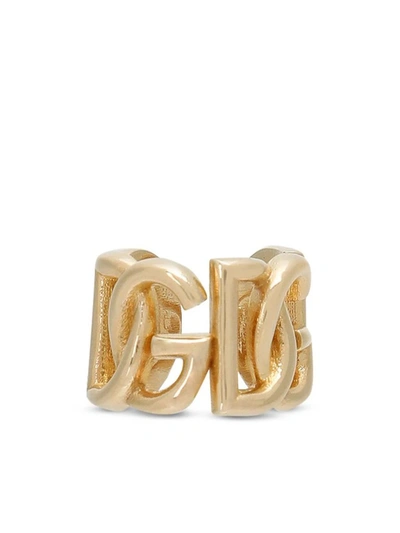 Shop Dolce & Gabbana Ear Cuffs With Logo In Grey