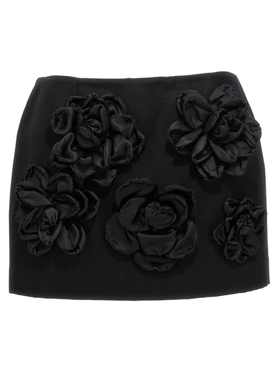 Shop Dolce & Gabbana Floral Embroidery Skirt In Black