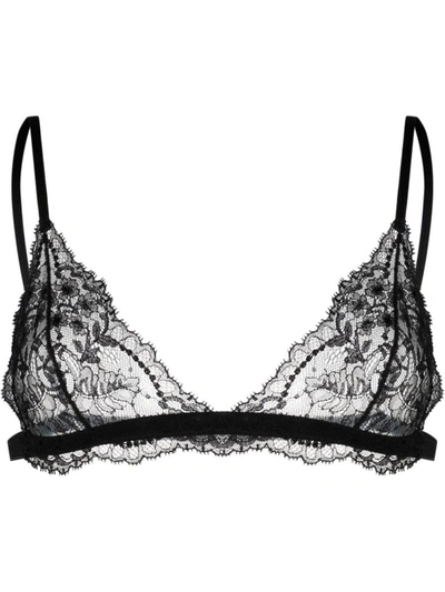 Shop Dolce & Gabbana Floral Lace Bra In Black