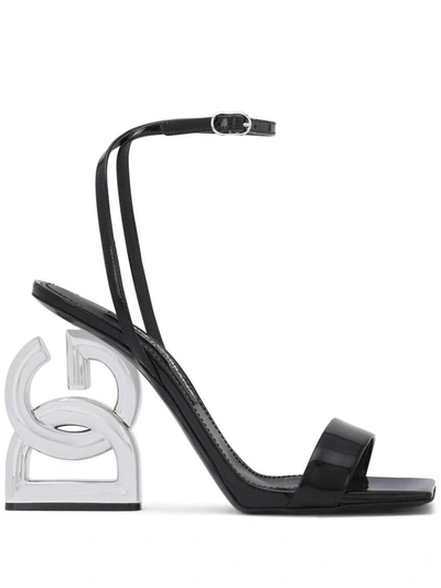 Shop Dolce & Gabbana Sandals With Sculpted Heel In Black