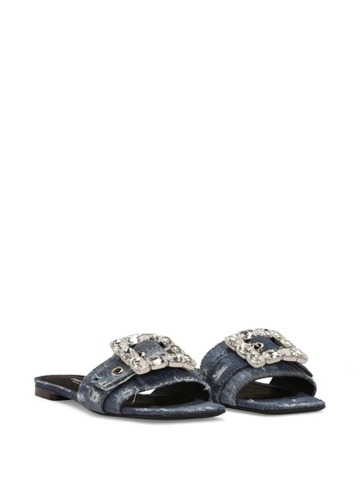 Shop Dolce & Gabbana Slide Sandals With Buckle In Blue