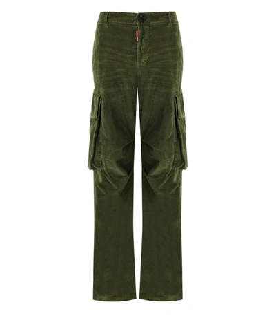 Shop Dsquared2 Corduroy Green Cargo Trousers