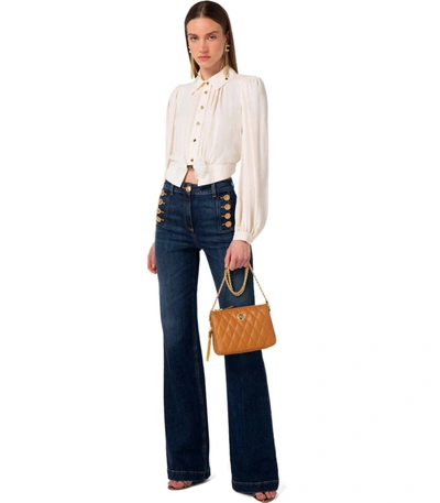 Shop Elisabetta Franchi Butter Shirt With Bow In White