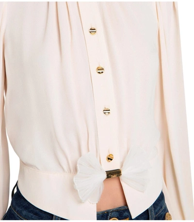 Shop Elisabetta Franchi Butter Shirt With Bow In White