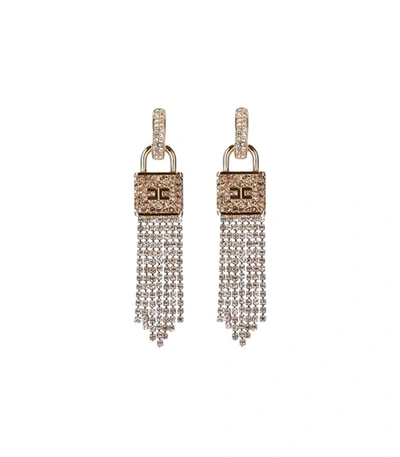 Shop Elisabetta Franchi Gold Pendant Earrings With Padlock