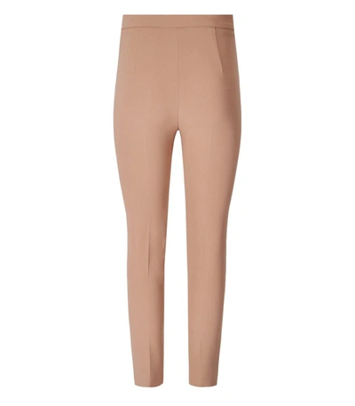 Shop Elisabetta Franchi Nude Trousers With Logo In Pink