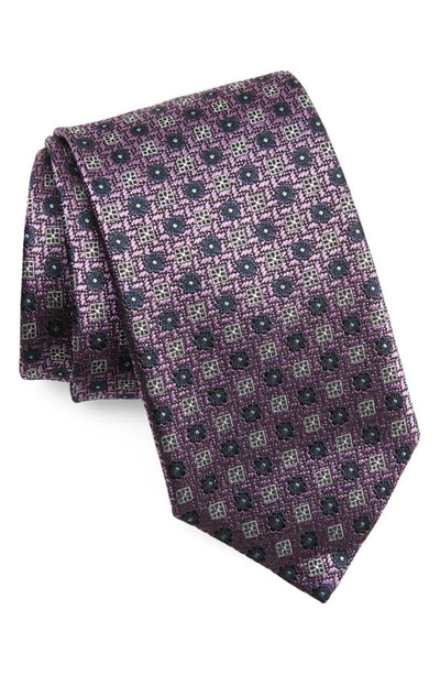 Shop Canali Medallion Silk Tie In Light Purple