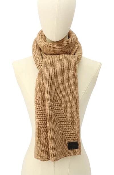 Shop Allsaints Traveling Rib Knit Scarf In Cortina Beige