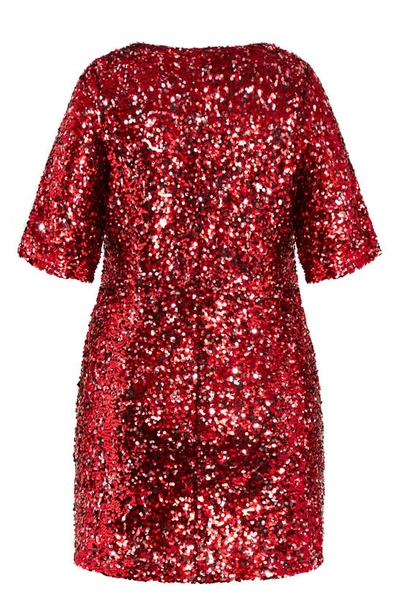 Shop City Chic Sequin Cocktail Dress In Crimson