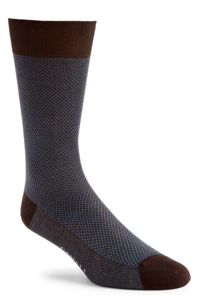Shop Canali Geometric Jacquard Dress Socks In Brown