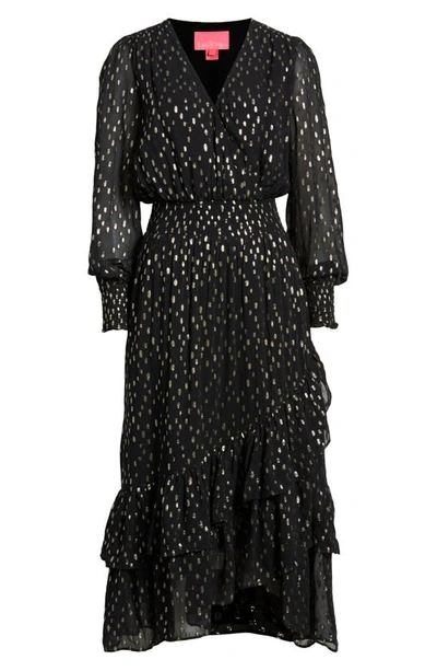 Shop Lilly Pulitzer Cristiana Dot Fil Coupé Long Sleeve Midi Dress In Onyx