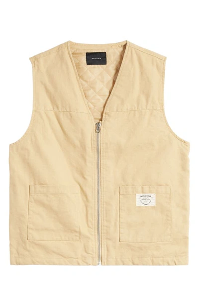 Shop Pacsun Khaki Zip-up Cotton Vest