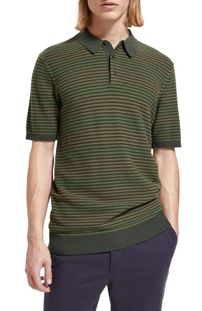 Shop Scotch & Soda Hideaway Stripe Polo Sweater In Military Stripe