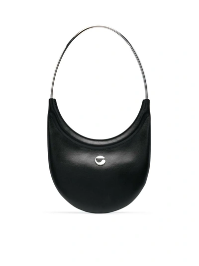 Shop Coperni Ring Swipe Leather Shoulder Bag In Black
