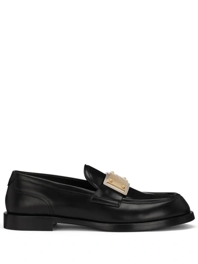 Shop Dolce & Gabbana Bernini Loafers In Leather In Black