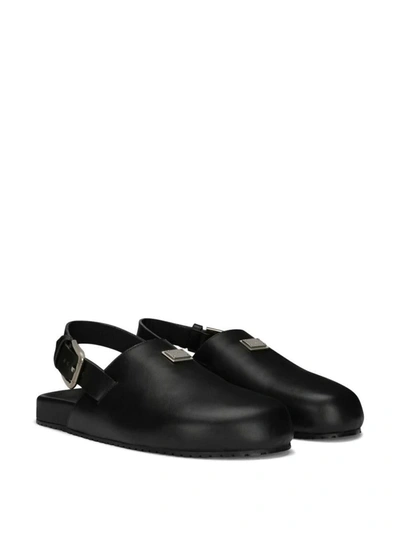 Shop Dolce & Gabbana Sandals With Logo Plaque In Black
