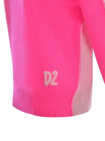 Shop Dsquared2 Turtleneck Sweater  "two-tone" In Fuchsia