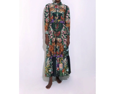 Shop Carolina K Natalie Long Sleeve Dress In Garden Leopards In Multi