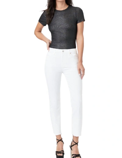 Shop Paige Cindy Straight Leg Jeans In White Noise In Multi