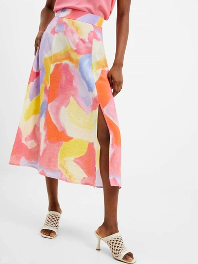 Shop French Connection Isadora Faron Drape Slip Midi Skirt In Summer Multi