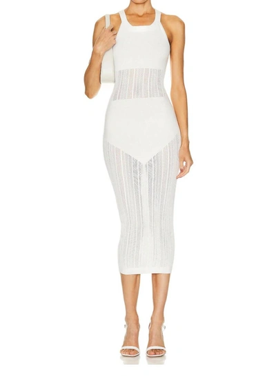 Shop Fleur Du Mal Linear Pointelle Knit Dress In White