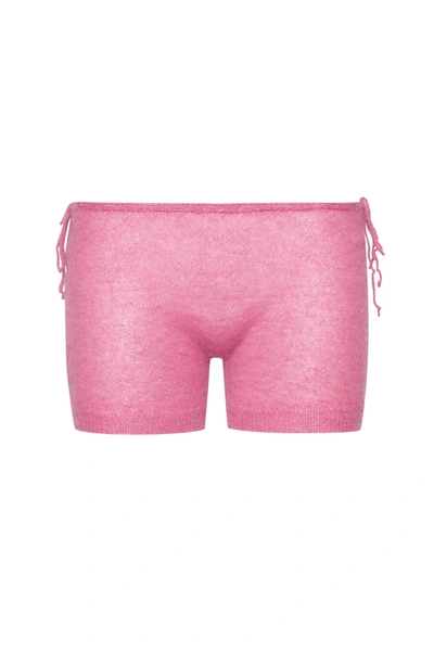 Shop Danielle Guizio Ny Knit Side Tie Short In Azalea