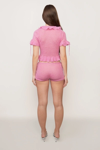 Shop Danielle Guizio Ny Knit Side Tie Short In Azalea