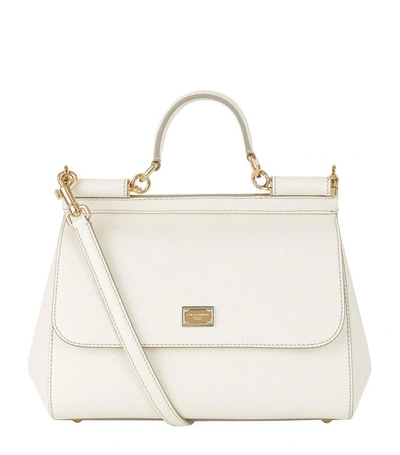 Shop Dolce & Gabbana Medium Sicily Top Handle Bag In White