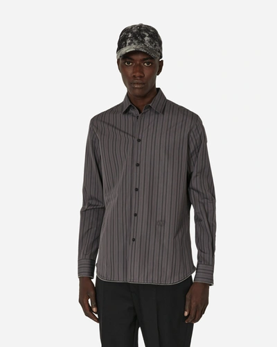Shop Off-white Embroidered Poplin Zip Round Shirt Dark Gray / Black In Grey