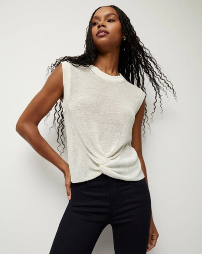 Shop Veronica Beard Kellen Twist-front Sweater In Ivory