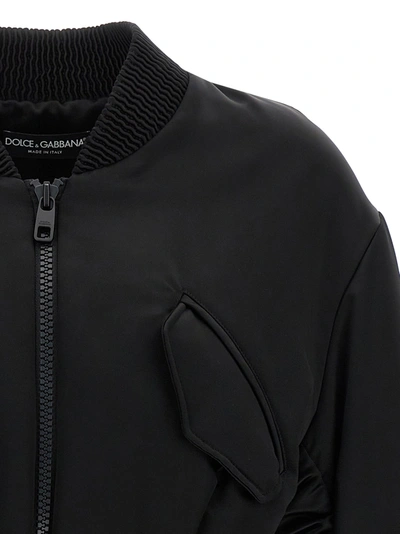 Shop Dolce & Gabbana Cropped Duchesse Bomber Jacket Casual Jackets, Parka Black