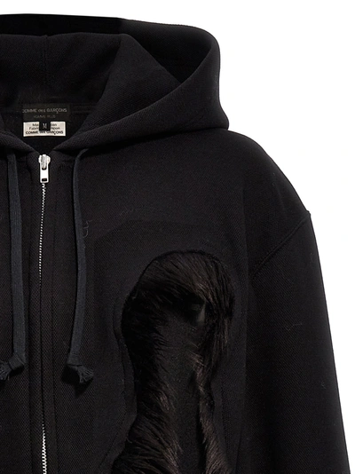 Shop Comme Des Garçons Homme Deux Faux Fur Cut Out Hoodie Sweatshirt Black