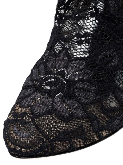 Shop Dolce & Gabbana Black Pointed Boots In Chaintilly Lace Woman