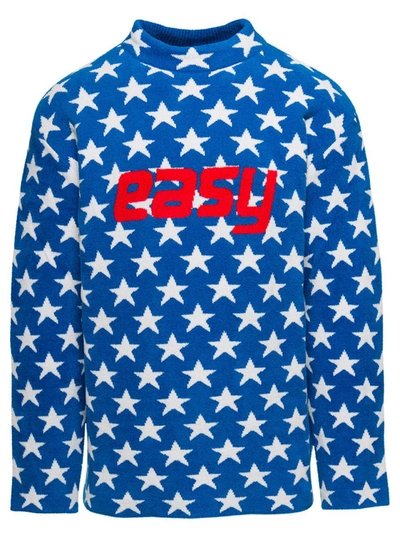 Shop Erl Easy Fleece Sweater Knit In Blu