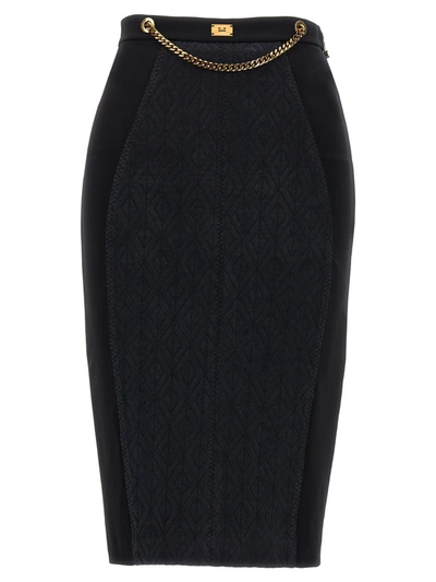 Shop Elisabetta Franchi Longuette Skirt In Black