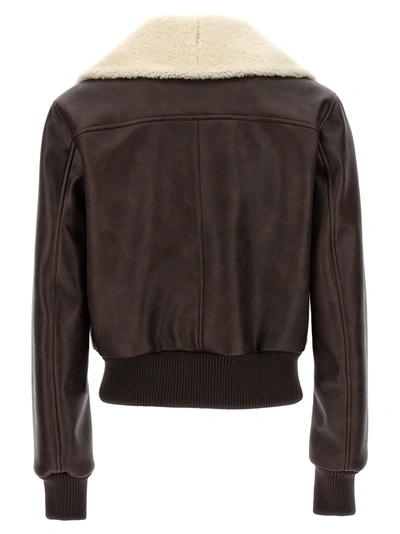 Shop Dolce & Gabbana Sheepskin Eco-leather Jacket Casual Jackets, Parka Brown