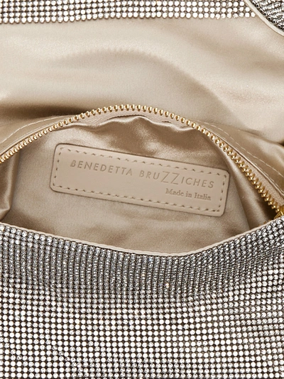 Benedetta Bruzziches Vitty La Mignon' Silver Shoulder Bag With Gem Embellishment In Rhinestone Mesh