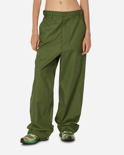 Shop Kenzo Straight-cut Oversized Pants Dark Khaki In Brown