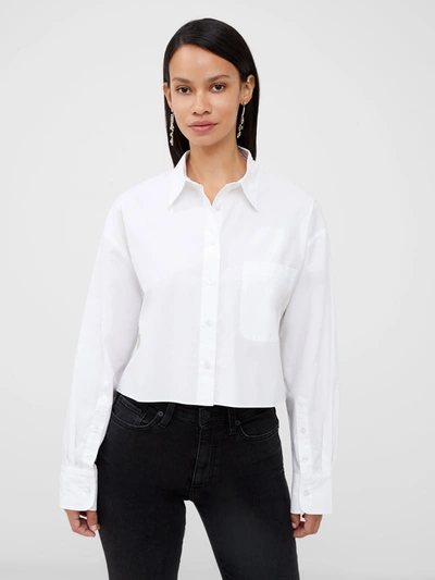 French Connection Alexis Oversize Crossover Cotton Button-up Shirt In White