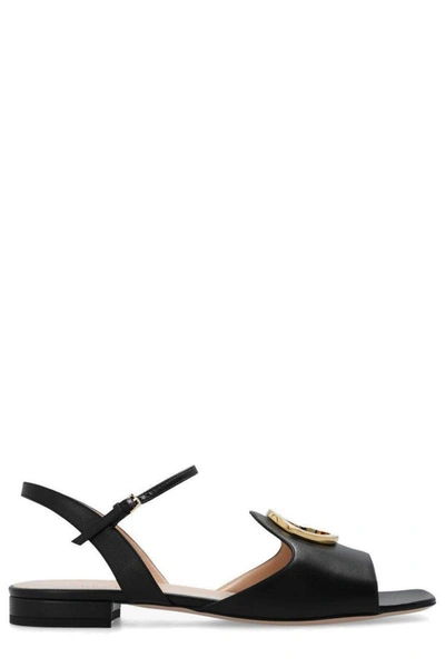 Shop Gucci Logo Plaque Slingback Strap Sandals In Default Title
