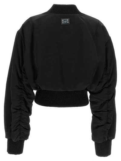 Shop Dolce & Gabbana Cropped Duchesse Bomber Jacket In Black